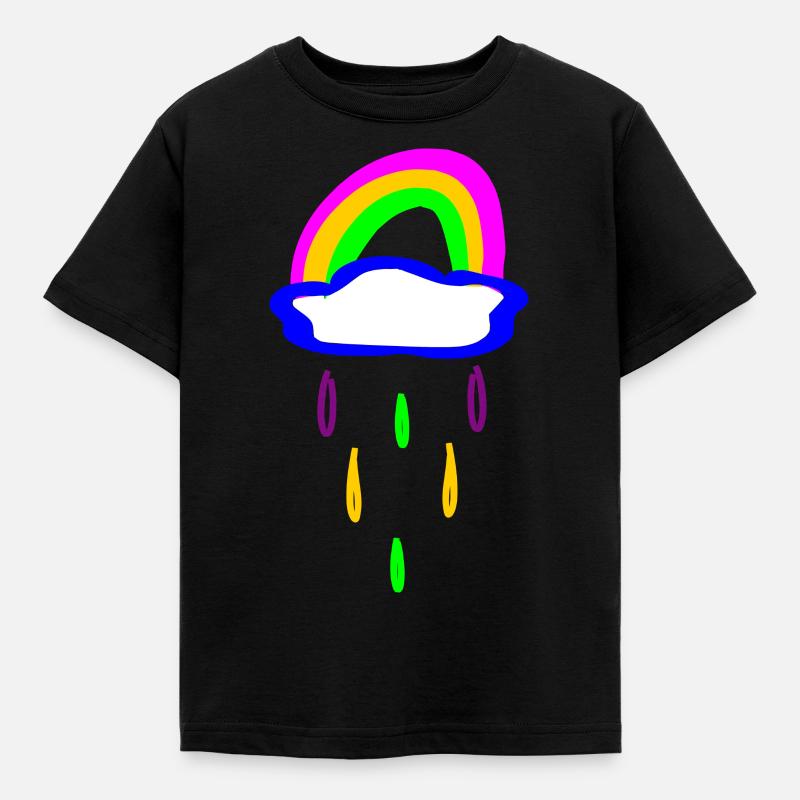 Rainbow and rain - Kids' T-Shirt - black