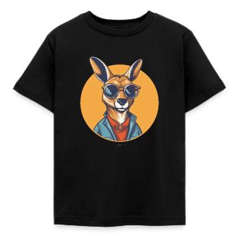 Känguru, Beuteltier, Känguruh, Wallaby - Kinder T-Shirt - Schwarz - Vorne - AI Model Kid Female (0cm)