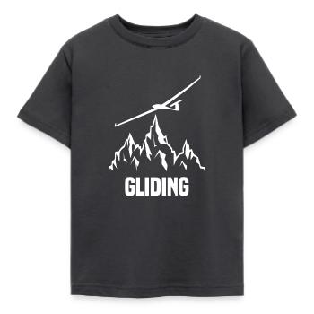 Glider glider pilot soaring - Kids' T-Shirt - dark grey - Front - AI Model Kid Female (0cm)