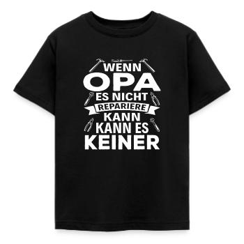 Wenn Opa es nicht Reparieren kann kann es keiner - Kinder T-Shirt - Schwarz - Vorne - AI Model Kid Female (0cm)