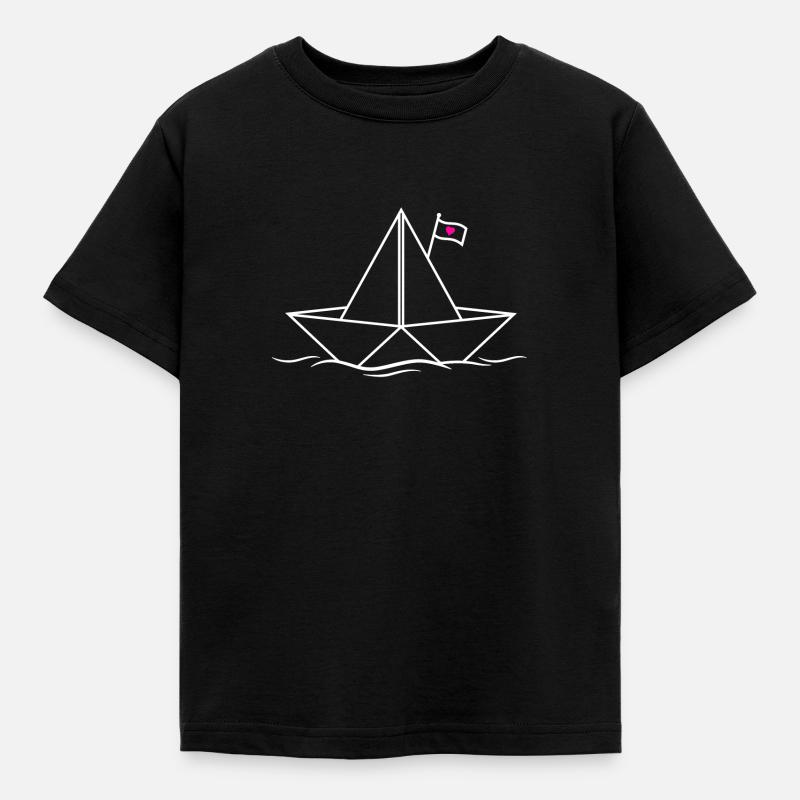 Papierboot Papierschiff Boot Schiff See Ozean Meer - Kinder T-Shirt - Schwarz