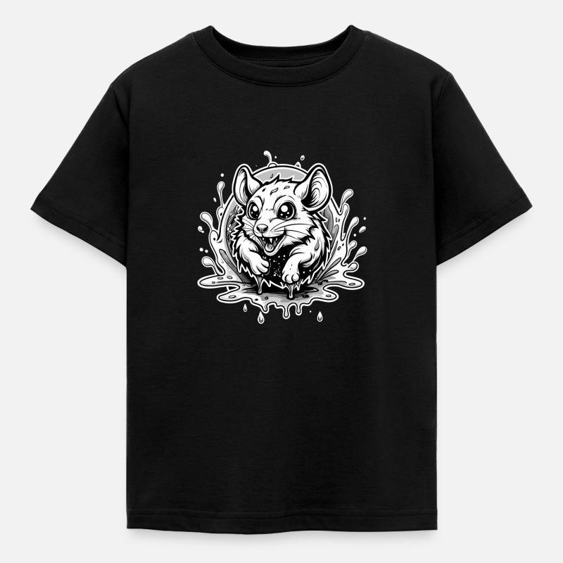 cute rat - Kids' T-Shirt - black