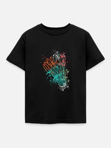 Splash Badminton shuttlecock - Kinder T-Shirt - Schwarz