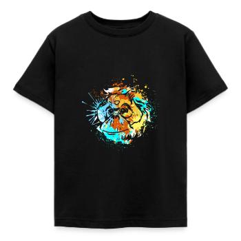 Splash Art Monkey Borneo Orangutan - Kids' T-Shirt - black - Front - AI Model Kid Female (0cm)