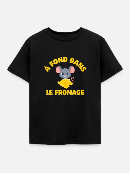 à fond dans le fromage - T-shirt Enfant - noir
