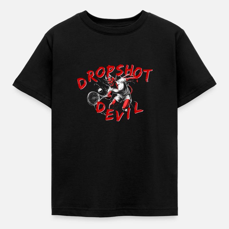 Tennis Shirt Drop Shot Stop Ball Devil - Kinder T-Shirt - Schwarz