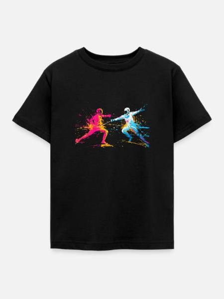 Buntes Fechten Fechter - Kinder T-Shirt - Schwarz
