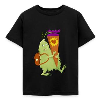 Monster mit Schultüte - Kinder T-Shirt - Schwarz - Vorne - AI Model Kid Female (0cm)