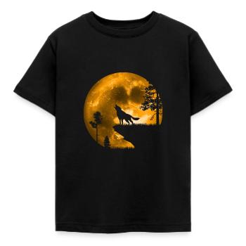 Loup au clair de lune - T-shirt Enfant - noir - Devant - AI Model Kid Female (0cm)
