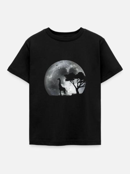 Giraffe im Mondlicht - Kinder T-Shirt - Schwarz