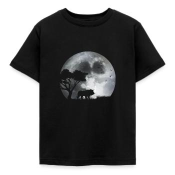 Lion au clair de lune - T-shirt Enfant - noir - Devant - AI Model Kid Female (0cm)