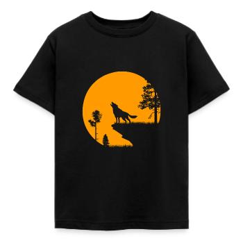 Wolf Full Moon - Kids' T-Shirt - black - Front - AI Model Kid Female (0cm)