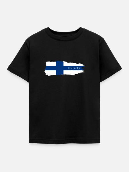 Drapeau de la Finlande - T-shirt Enfant - noir