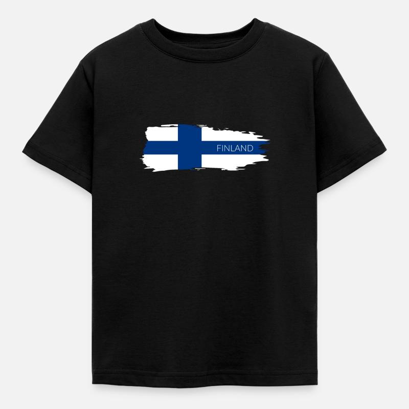 Drapeau de la Finlande - T-shirt Enfant - noir