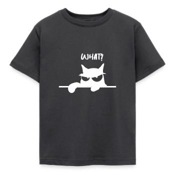 Lustige Katze - Kinder T-Shirt - Dunkelgrau - Vorne - AI Model Kid Female (0cm)