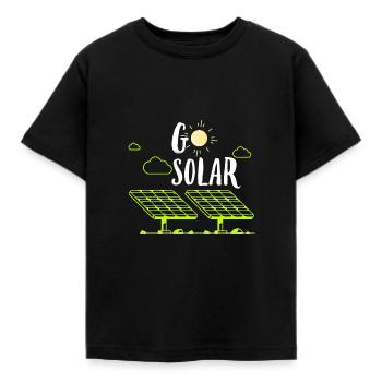Solarenergie Sonnenkollektoren Go Solar Funny Solar Pow - Kinder T-Shirt - Schwarz - Vorne - AI Model Kid Female (0cm)