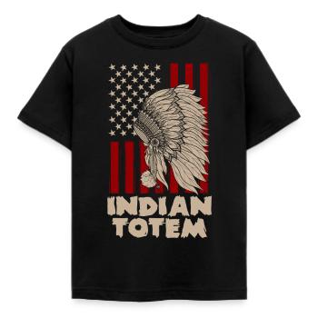 Totem Federschmuck - Kinder T-Shirt - Schwarz - Vorne - AI Model Kid Female (0cm)