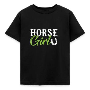 Cheval Fille - Pferdemädchen fer à cheval d'équitation - T-shirt Enfant - noir - Devant - AI Model Kid Female (0cm)