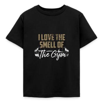 Fitness Haltérophilie J’aime l’odeur du gymnase - T-shirt Enfant - noir - Devant - AI Model Kid Female (0cm)