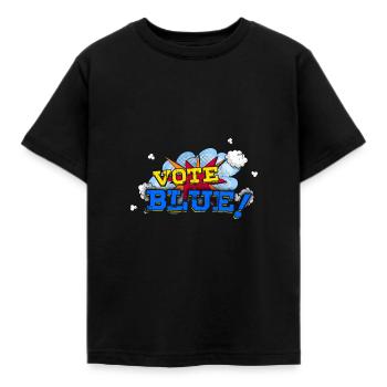 Politics Pop Art Vote Blue States Democratic Party - Kids' T-Shirt - black - Front - AI Model Kid Female (0cm)