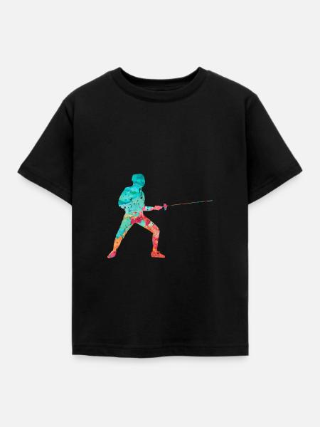 Fechten und Fechtsport PopArt - Kinder T-Shirt - Schwarz