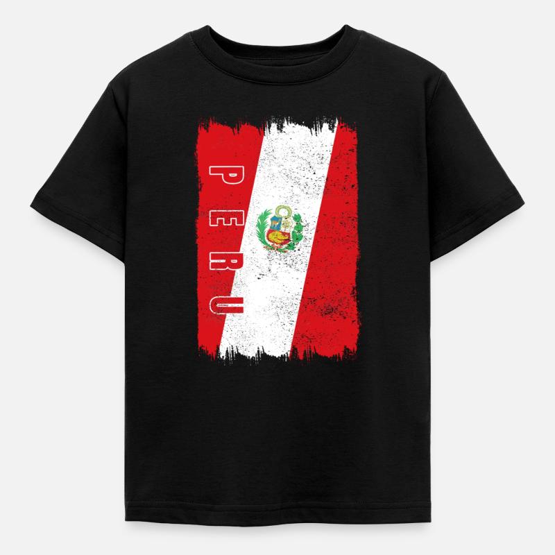 Drapeau du Pérou - T-shirt Enfant - noir