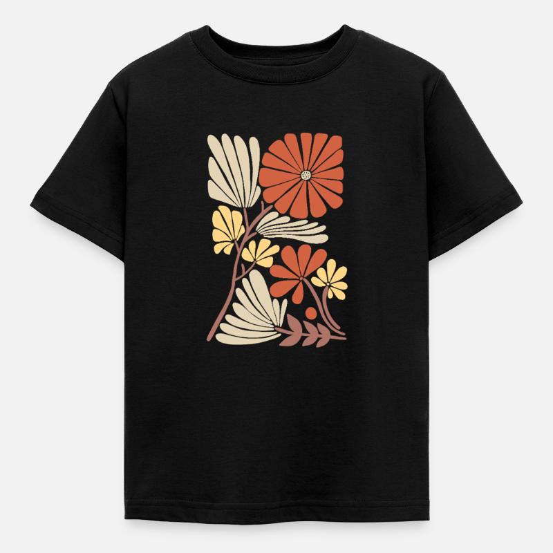 Boho Floral Pattern - Kids' T-Shirt - black