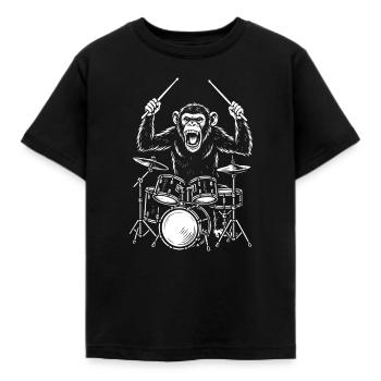 Drumming Chimp Band - Kids' T-Shirt - black - Front - AI Model Kid Female (0cm)