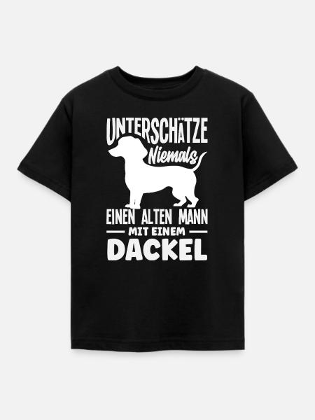 Alter Mann Mit Dackel - Kinder T-Shirt - Schwarz