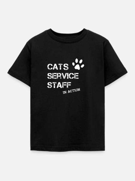 Cats Service Katze Personal - Kinder T-Shirt - Schwarz