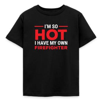 Ich bin so heiß Feuerwehrmann Frau Freundin T-shirt - Kinder T-Shirt - Schwarz - Vorne - AI Model Kid Female (0cm)