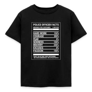 Funny Police Officer Nutritional Facts T-shirt - Kids' T-Shirt - black - Front - AI Model Kid Female (0cm)