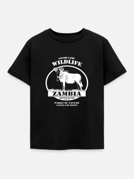 Sambia - Gnu - Kinder T-Shirt - Schwarz