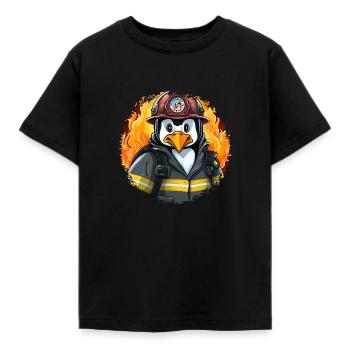 Brigade de pompiers Penguin - T-shirt Enfant - noir - Devant - AI Model Kid Female (0cm)