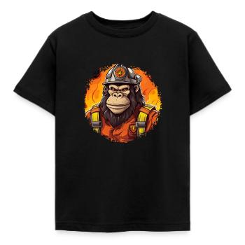 Monkey Firefighter / Firefighter Monkey - Kids' T-Shirt - black - Front - AI Model Kid Female (0cm)