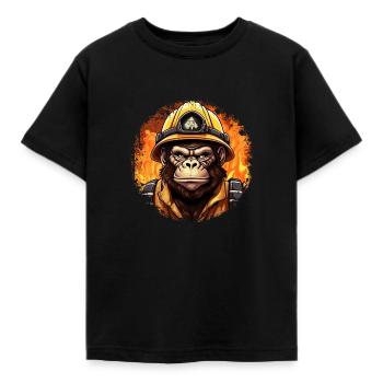Affen Feuerwehr - Kinder T-Shirt - Schwarz - Vorne - AI Model Kid Female (0cm)