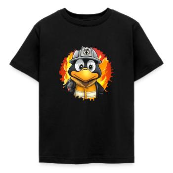 Brigade de pompiers Penguin - T-shirt Enfant - noir - Devant - AI Model Kid Female (0cm)