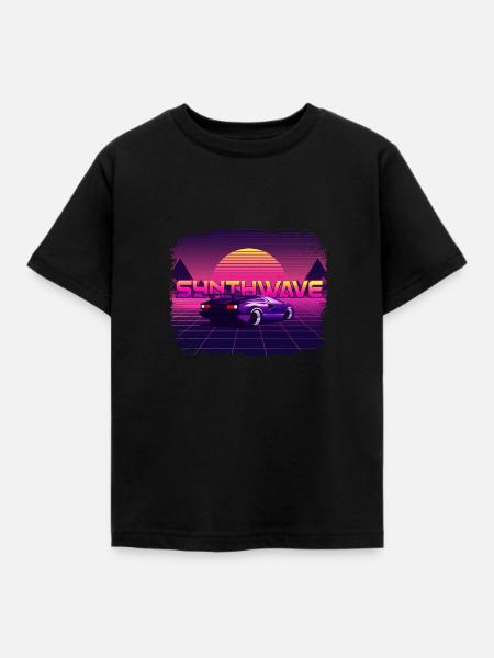 80‘s Synthwave Car Design 🎹🚘 - Kinder T-Shirt - Schwarz