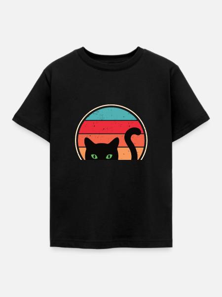 Lustige Katze Blick - Kinder T-Shirt - Schwarz