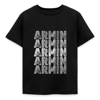 First name Armin - Kids' T-Shirt - black - Front - AI Model Kid Female (0cm)