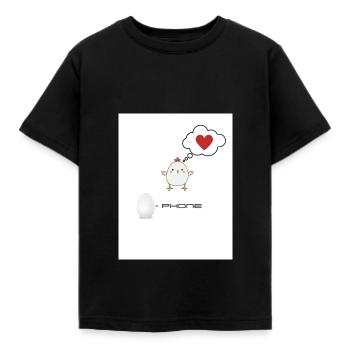 Egg Phone - Kids' T-Shirt - black - Front - AI Model Kid Female (0cm)