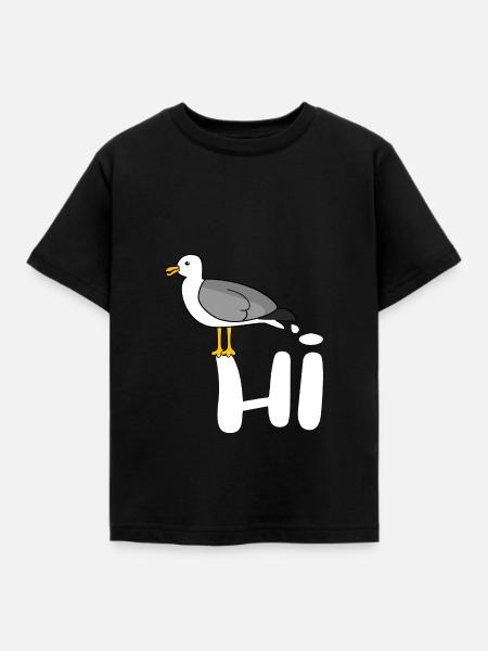 Möwe Hi - Seagull Hi - Möwenpups - Kinder T-Shirt - Schwarz
