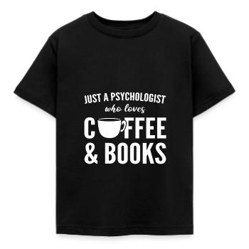 Kaffee & Bücher Buchliebhaber - Kinder T-Shirt - Schwarz - Vorne - AI Model Kid Female (0cm)