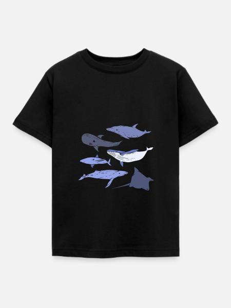 Meerestiere Walbiologe - Kinder T-Shirt - Schwarz