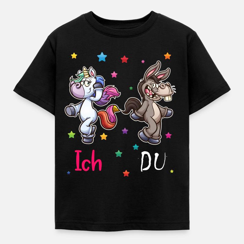 Ich und Du Einhorn - Kinder T-Shirt - Schwarz