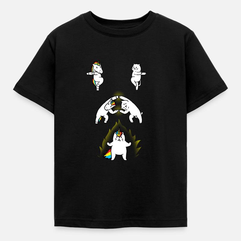 fusion chat licorne / cadeau - T-shirt Enfant - noir