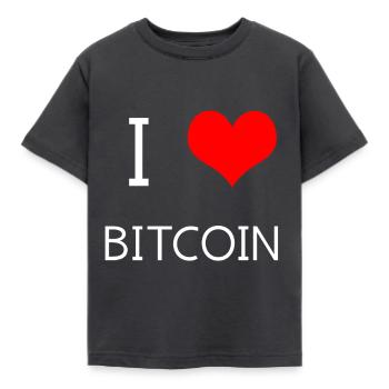 J'adore Bitcoin - T-shirt Enfant - charbon - Devant - AI Model Kid Female (0cm)
