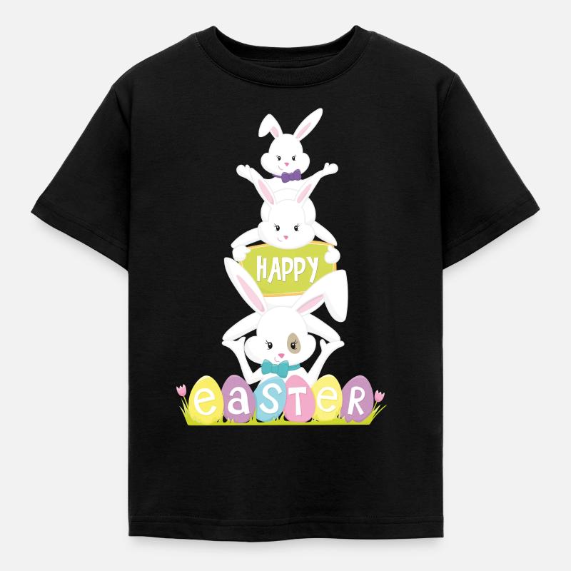 Happy eastern - Kinder T-Shirt - Schwarz