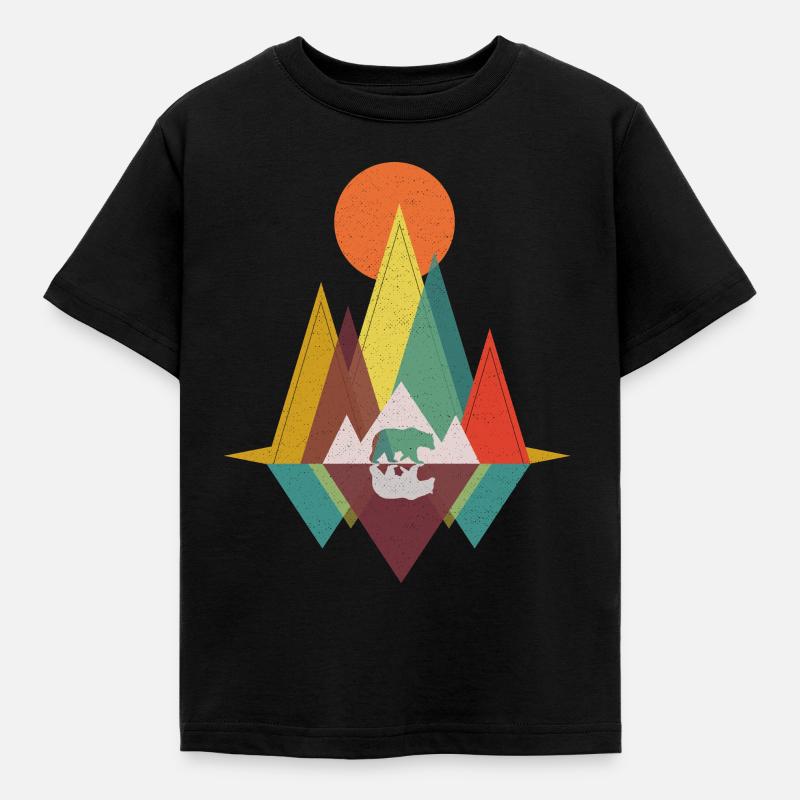 Geometric Mountains - Bear Gift - Kids' T-Shirt - black