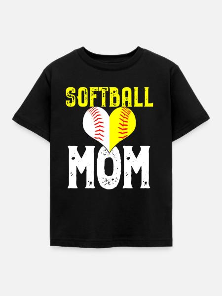 Softball Mom Liebe Geschenk - Kinder T-Shirt - Schwarz